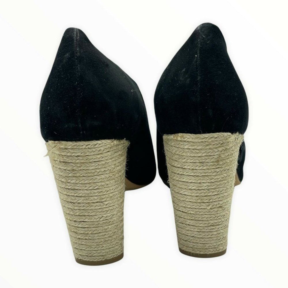 Vince Suede Block Heel Bootie Shoes Black Size 10 Women Open Toe Slip On NEW - Picture 4 of 5